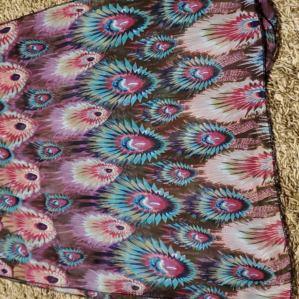 Sheer peacock decorative scarf